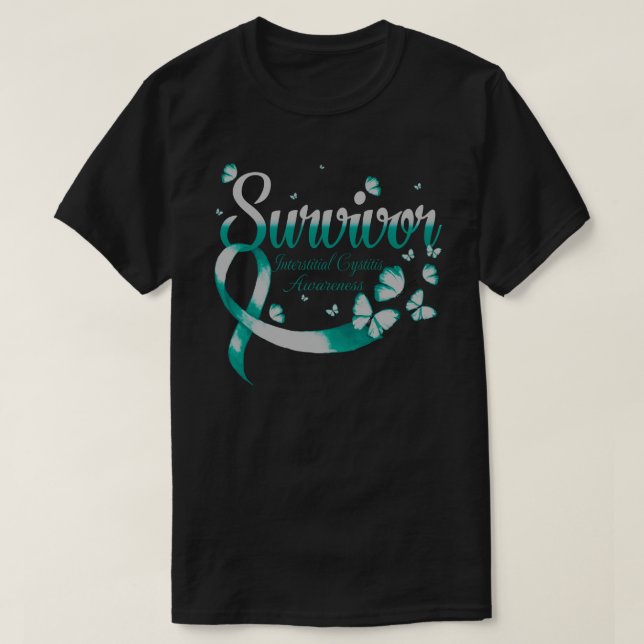 Survivor Interstitial Cystitis Awareness Butterfly T-Shirt (Design Front)