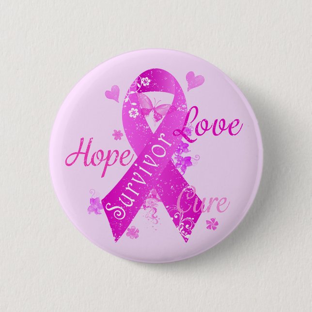 Survivor Love Hope Cure 6 Cm Round Badge (Front)