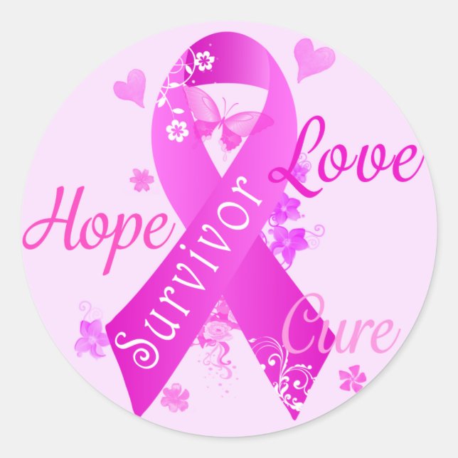 Survivor Love Hope Cure Classic Round Sticker (Front)