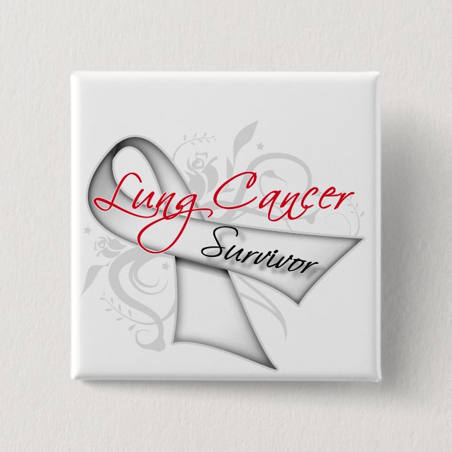 Survivor - Lung Cancer Ribbon 15 Cm Square Badge (Front)