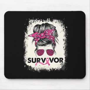 Survivor Messy Bun Breast Cancer Awareness Pink Wa Mouse Mat