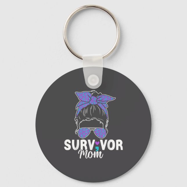 Survivor Mom - Semicolon Suicide Prevention Awaren Key Ring (Front)