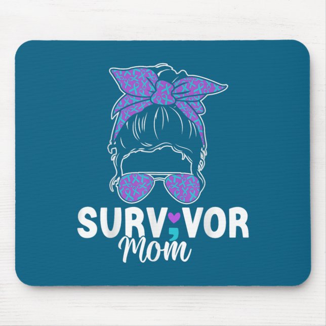 Survivor Mom - Semicolon Suicide Prevention Awaren Mouse Mat (Front)