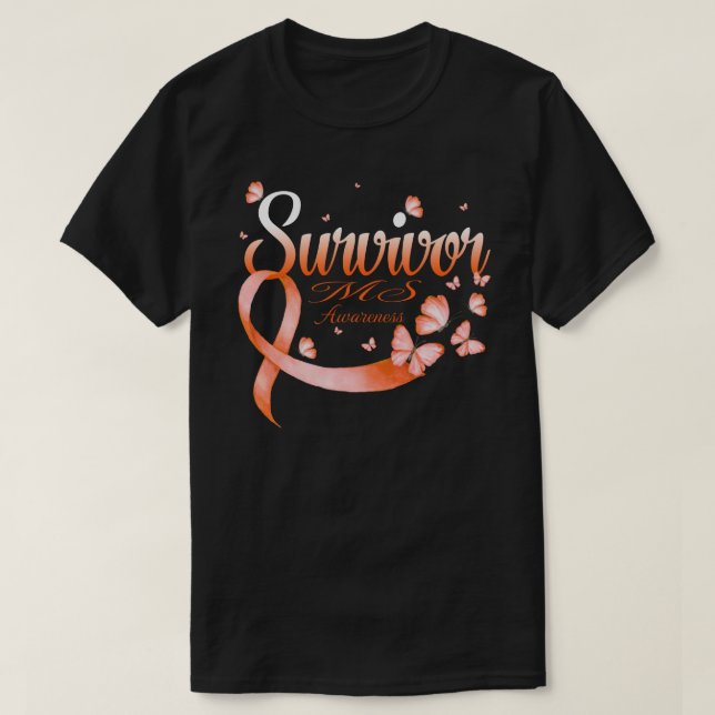 Survivor MS  Awareness Butterfly T-Shirt (Design Front)