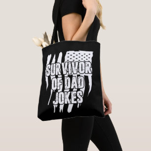 Survivor Of Dad Jokes Vintage Distressed Us Flag  Tote Bag