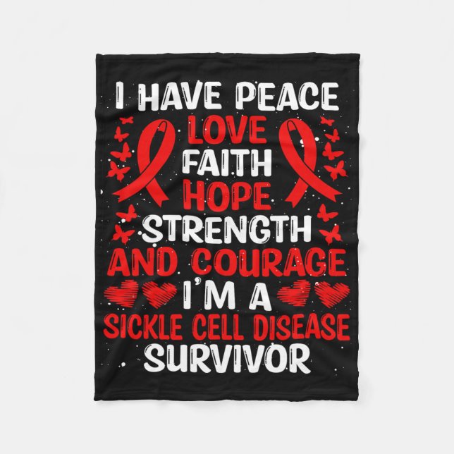 Survivor Peace Hope Love Sickle Cell Disease Aware Fleece Blanket (Front)
