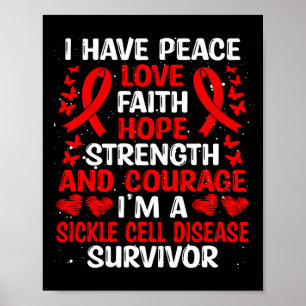 Survivor Peace Hope Love Sickle Cell Disease Aware Poster