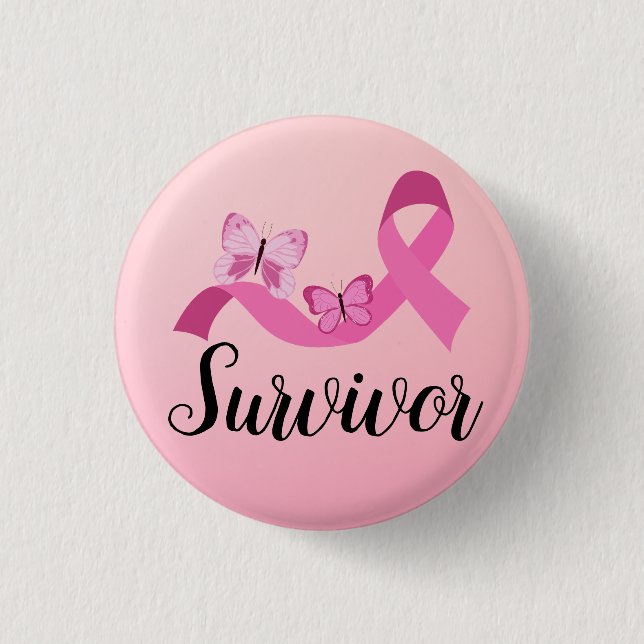 Survivor Pink Breast Cancer 3 Cm Round Badge (Front)