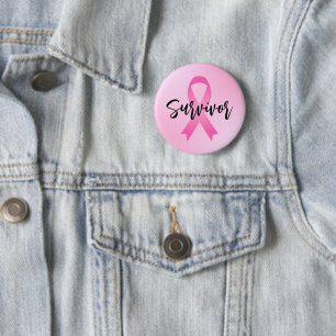 Survivor Pink Breast Cancer 6 Cm Round Badge