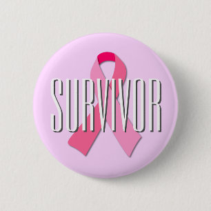 Survivor Pink Ribbon 6 Cm Round Badge