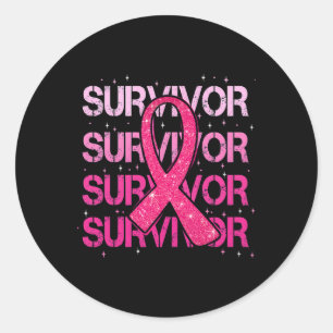 Survivor Pink Ribbon Breast Cancer Awareness 1 Classic Round Sticker