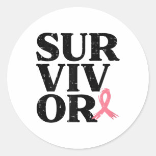 Survivor Pink Ribbon Warrior Breast Cancer Awarene Classic Round Sticker