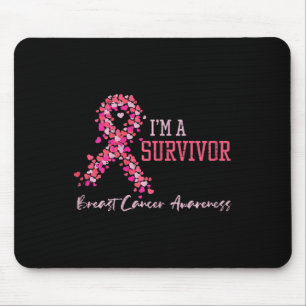 Survivor Pink Ribbons Hearts Breast Cancer Awarene Mouse Mat