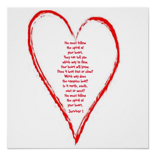Survivor Poem Inside a a Red Heart Poster (Front)