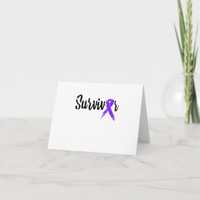 Survivor Purple Ribbon  Breast Cancer Awareness Invitation (Front)