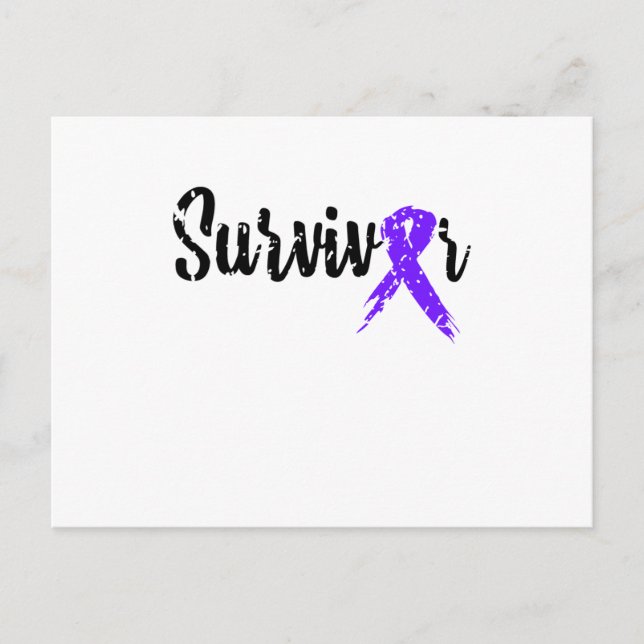 Survivor Purple Ribbon  Breast Cancer Awareness Invitation Postcard (Front)