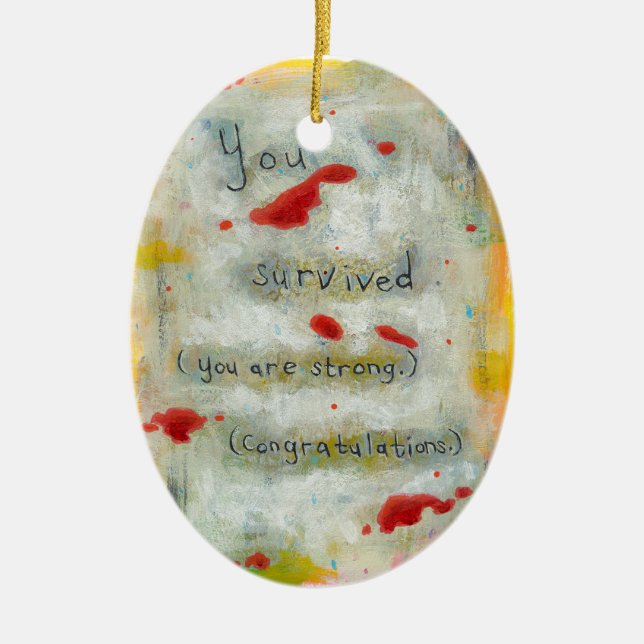 Survivor recovery healing hope art trauma illness ceramic tree decoration (Front)