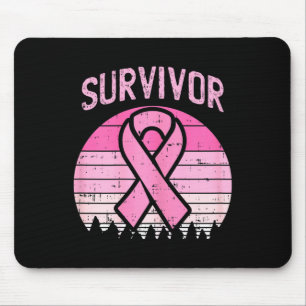 Survivor Retro Breast Cancer Pink Ribbon Awareness Mouse Mat