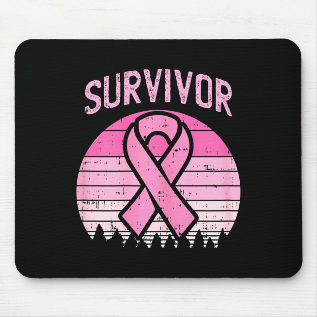 Survivor Retro Breast Cancer Pink Ribbon Awareness Mouse Mat (Front)
