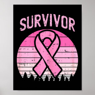 Survivor Retro Breast Cancer Pink Ribbon Awareness Poster