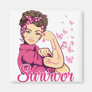 Survivor Rosie Riveter Breast Cancer Awareness Magnet
