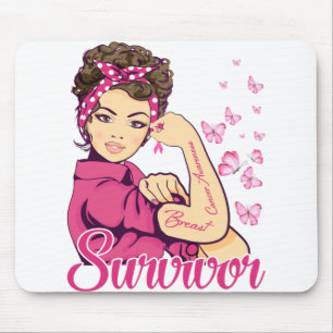 Survivor Rosie Riveter Breast Cancer Awareness Mouse Mat