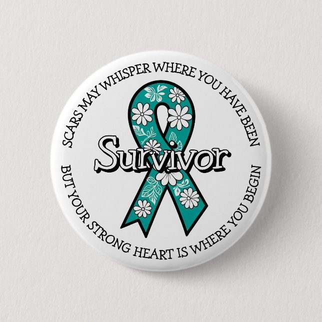 Survivor SA Teal Awareness Ribbon 6 Cm Round Badge (Front)