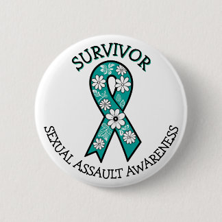 Survivor SA Teal Awareness Ribbon 6 Cm Round Badge
