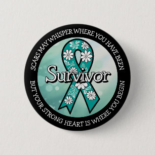 Survivor SA Teal Awareness Ribbon 6 Cm Round Badge