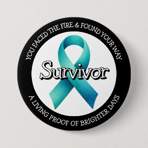 Survivor SA Teal Awareness Ribbon 7.5 Cm Round Badge