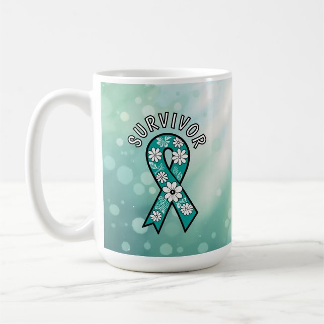 Survivor SA Teal Awareness Ribbon Coffee Mug (Left)