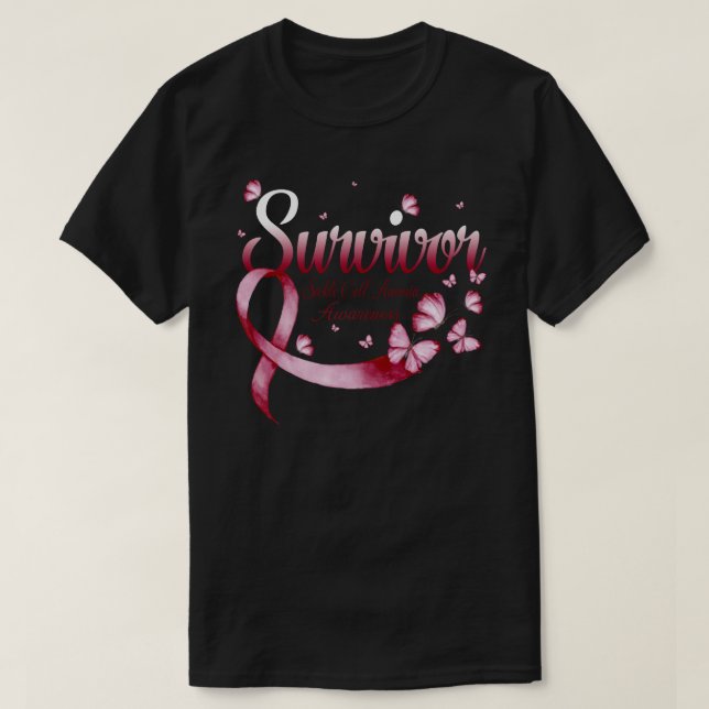 Survivor Sickle Cell Anaemia  Awareness Butterfly T-Shirt (Design Front)