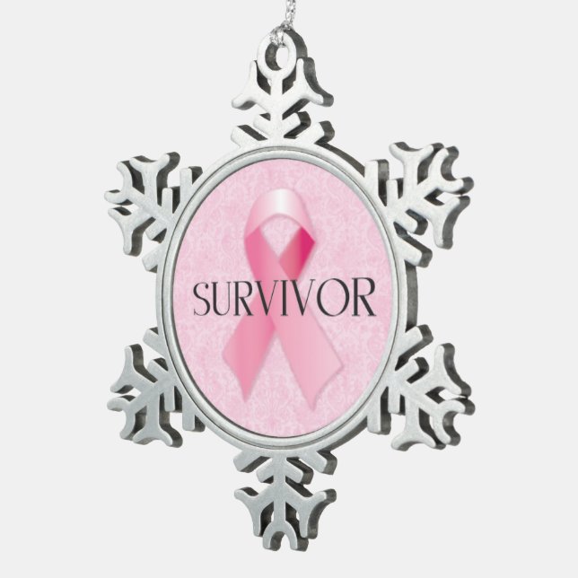 Survivor Snowflake Breast Cancer Ornament (Right)