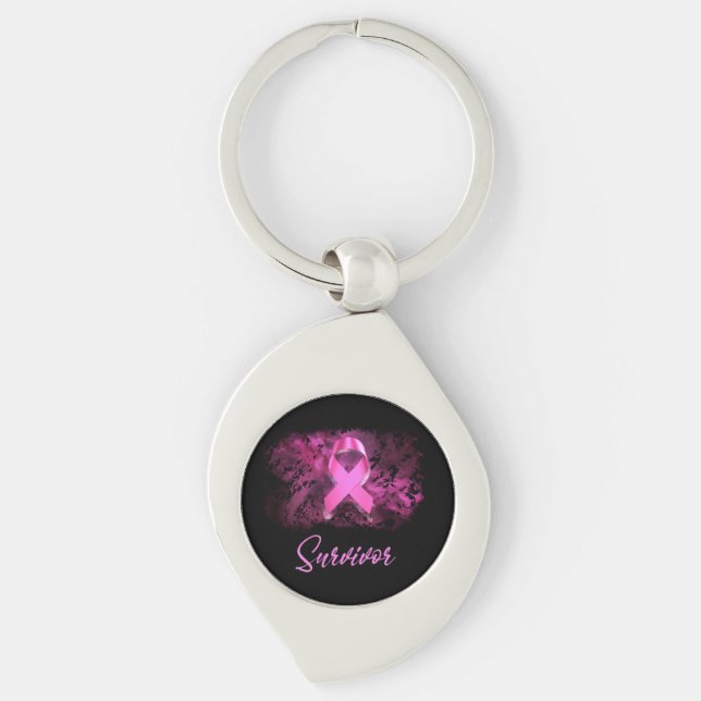 Survivor, support breast cancer awareness key ring (Front)