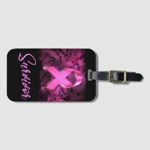 Survivor, support breast cancer awareness luggage tag