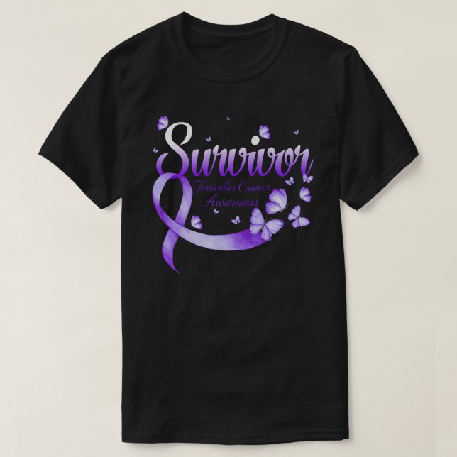 Survivor Testicular Cancer  Awareness Butterfly T-Shirt (Design Front)