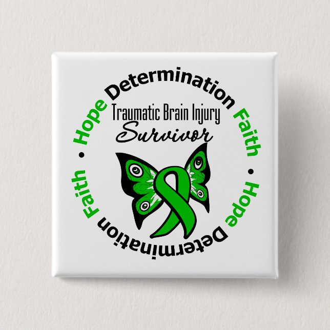 Survivor Traumatic Brain Injury v2 15 Cm Square Badge (Front)