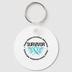 Survivor Tribal Ribbon Addiction Recovery Key Ring