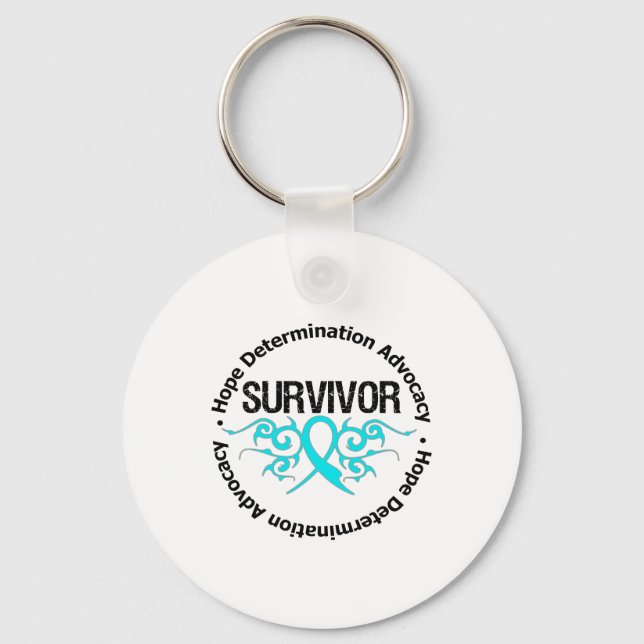 Survivor Tribal Ribbon Addiction Recovery Key Ring (Front)