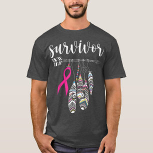 Survivor Warrior Pink Breast Cancer Ribbon Breast  T-Shirt