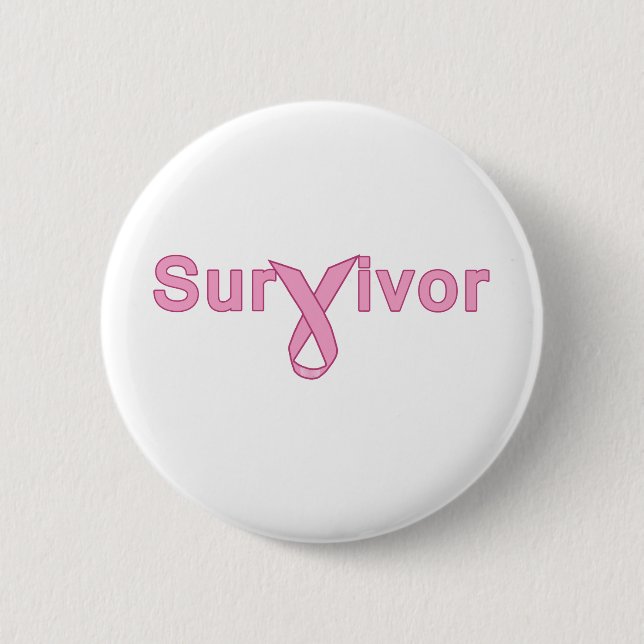 Survivor with Pink Ribbon Products 6 Cm Round Badge (Front)