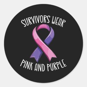 Survivors Wear Pink And Purple Awareness Ribbon Pr Classic Round Sticker