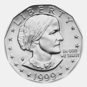 Susan B Anthony Dollar Classic Round Sticker