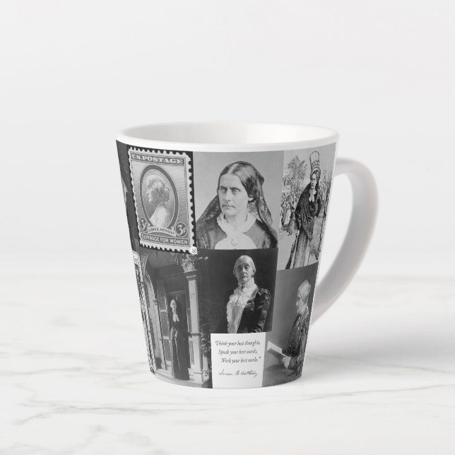 Susan B Anthony Suffrage Collage Feminist Latte Mug (Right Angle)