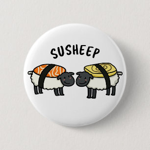 Susheep Funny Sushi Sheep Pun 6 Cm Round Badge