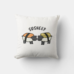 Susheep Funny Sushi Sheep Pun  Cushion
