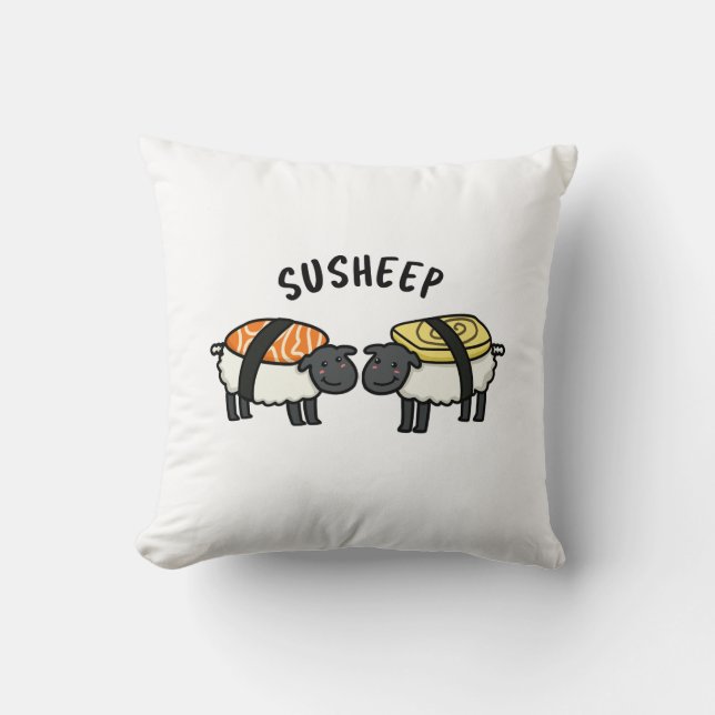 Susheep Funny Sushi Sheep Pun  Cushion (Front)