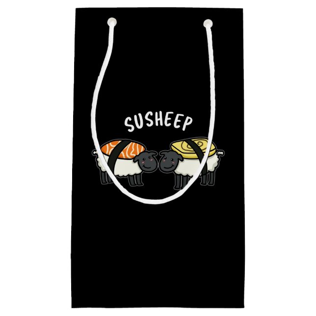 Susheep Funny Sushi Sheep Pun Dark BG Small Gift Bag (Front)