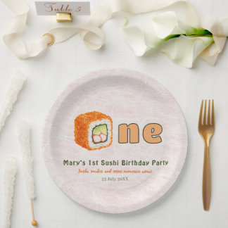 Sushi- 1st Birthday Paper Plate