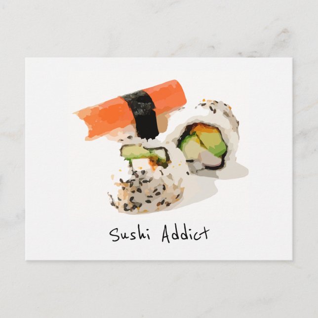 Sushi addict cute Japanese food Postcard (Front)
